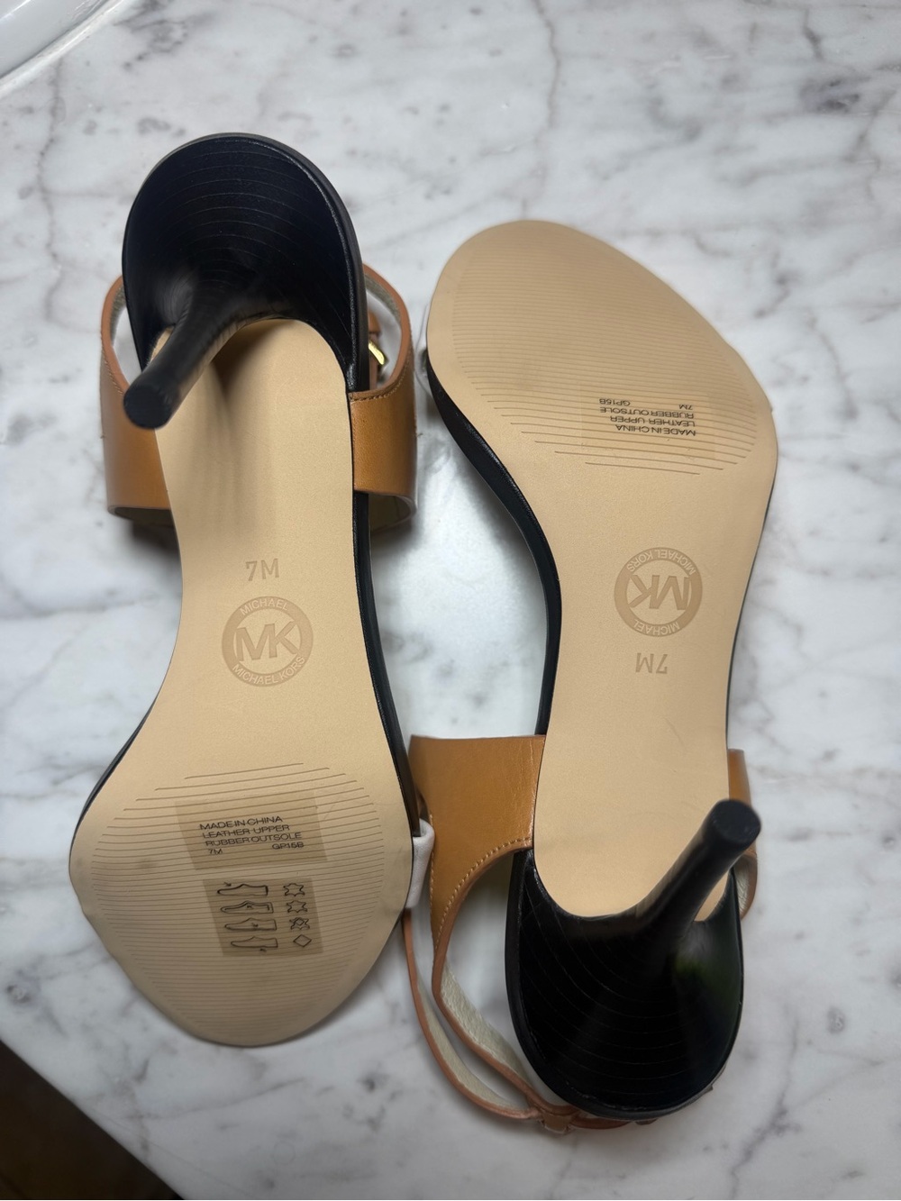 MICHAEL Michael Kors Black, White & Tan Strappy Stiletto Sandals - Picture 6 of 6